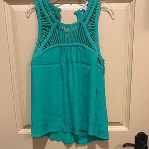 Teal sleeveless top with lattice work